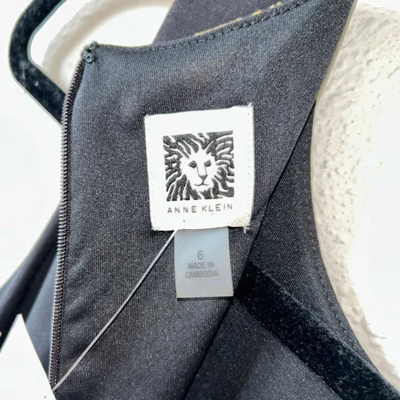 NWT Anne Klein black/mustard yellow floral tie waist sleeveless midi dress sz 6 - Picture 8 of 10